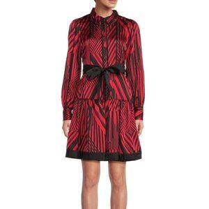 NWT Karl Lagerfeld Paris Multi-Stripe Long Sleeve Pleated Mini Dress 14